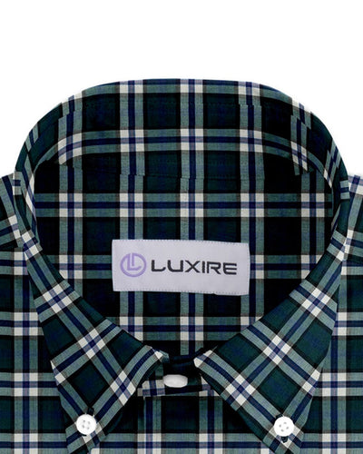 Chemise à carreaux bleus, verts et blancs
