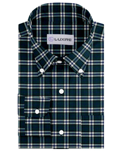 Chemise à carreaux bleus, verts et blancs