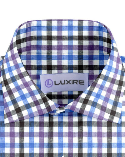 Lin vichy violet, bleu et noir