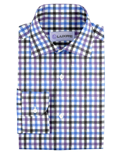 Lin vichy violet, bleu et noir
