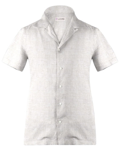 Col cubain STYLE PRÉRÉGLÉ en lin texturé écru