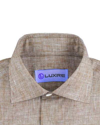 Pull en chambray de lin marron