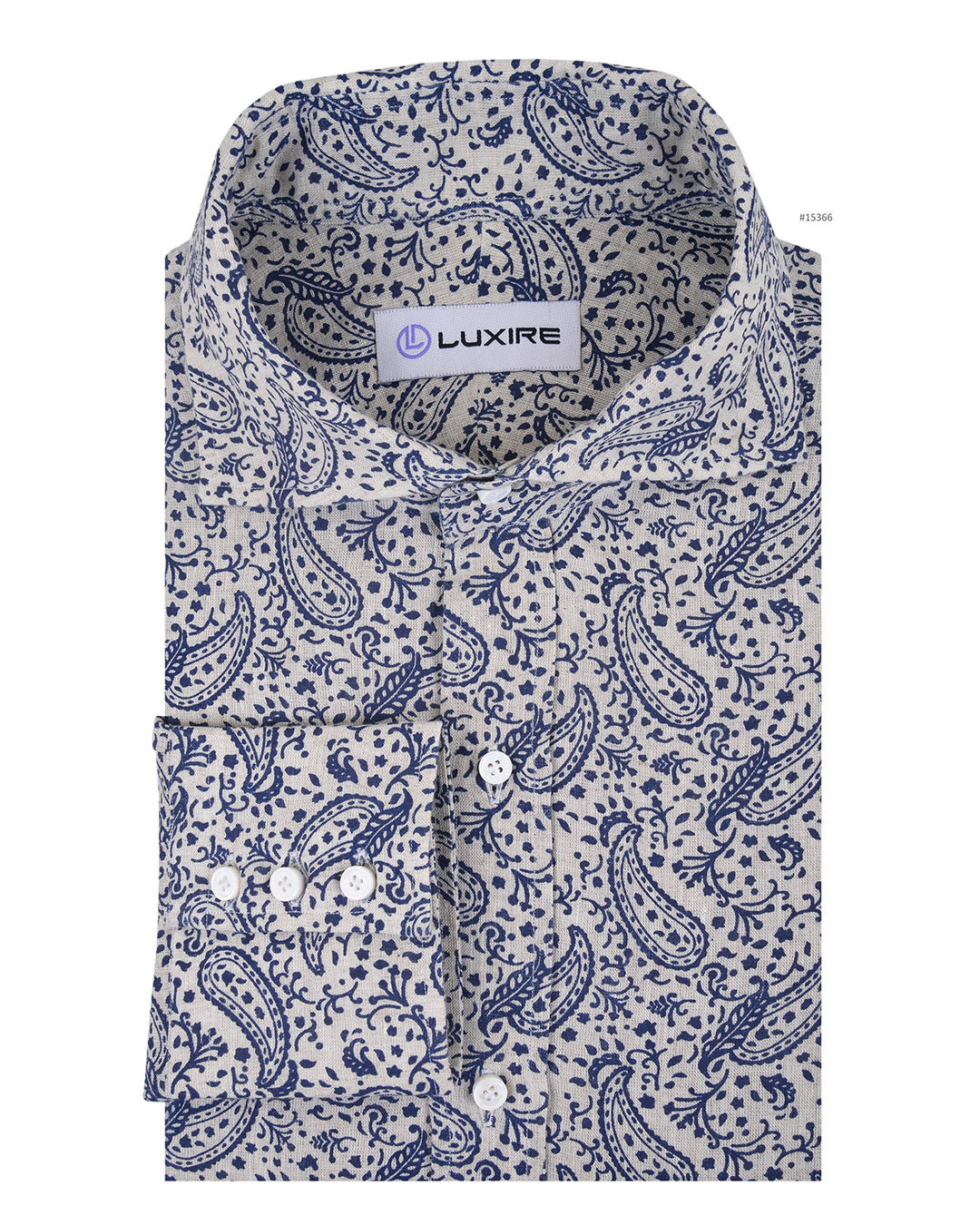Linen: Navy Printed Paisely