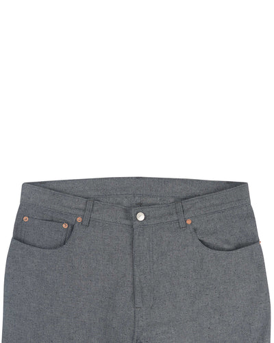 Denim: Navy Grey Slub Herringbone Jeans