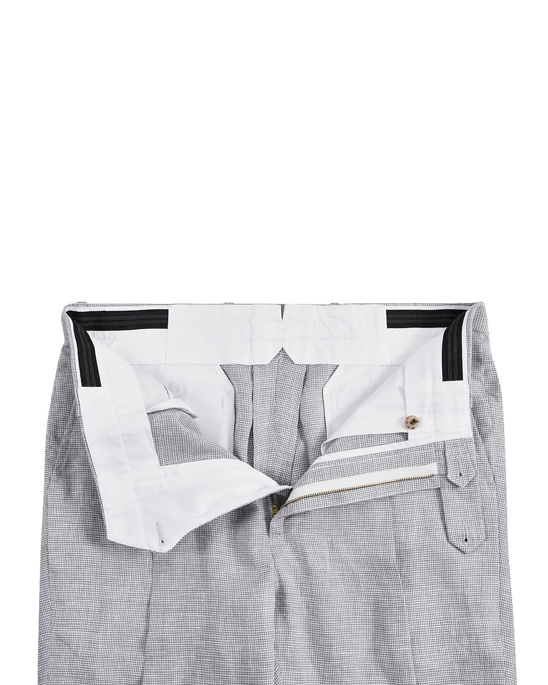 Grey Linen Houndstooth Dress Pant