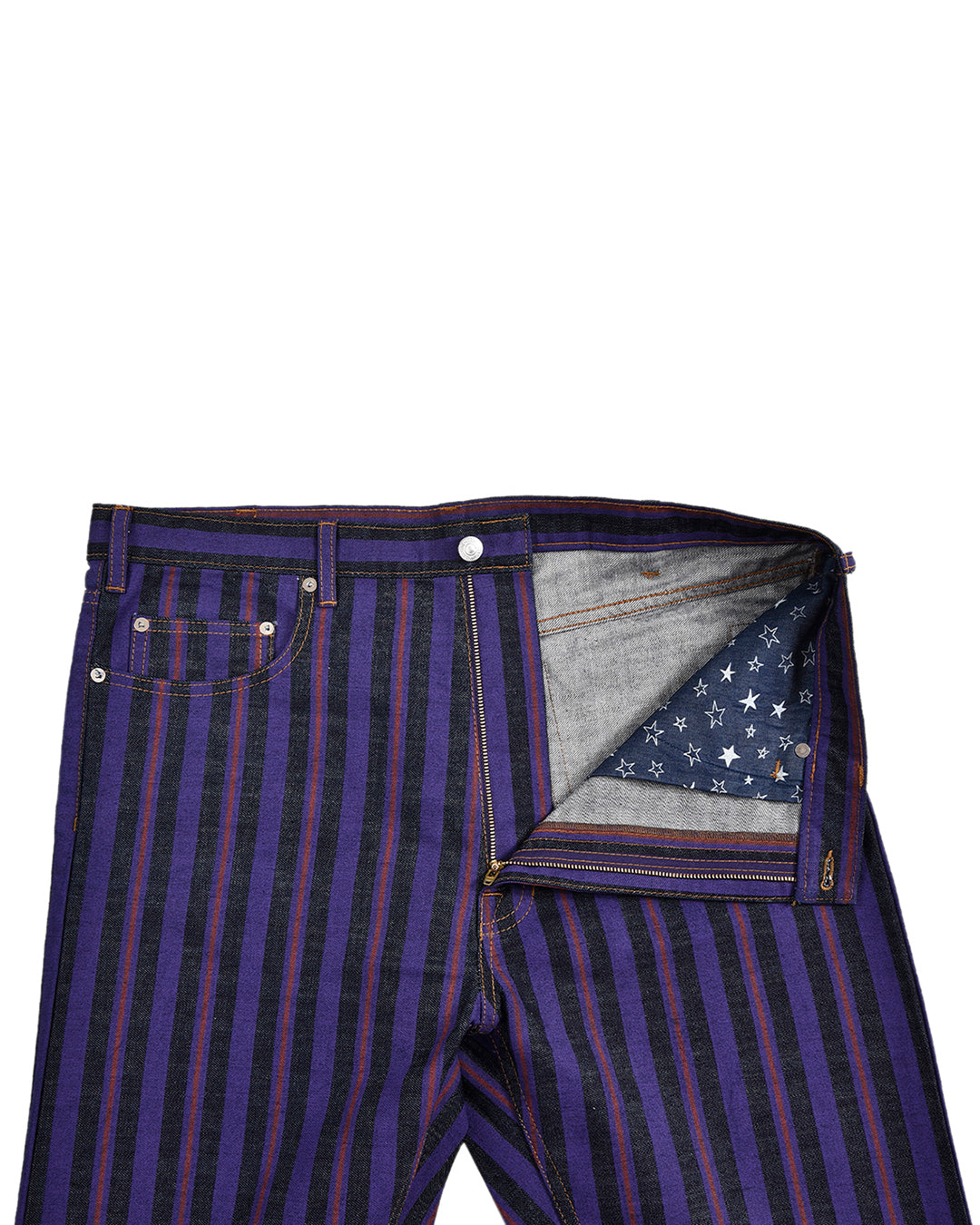 Purple Stripes On Indigo Denim