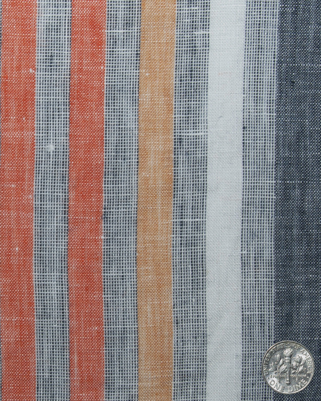 Linen: Orange Red White Grey Tape Stripes Madras