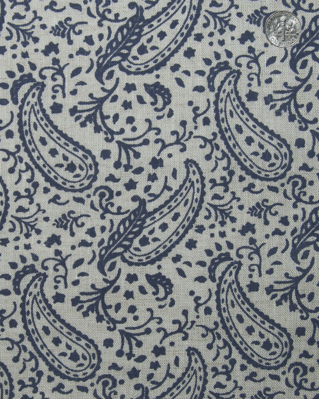 Camp collar PRESET STYLE in Linen: Navy Printed Paisley