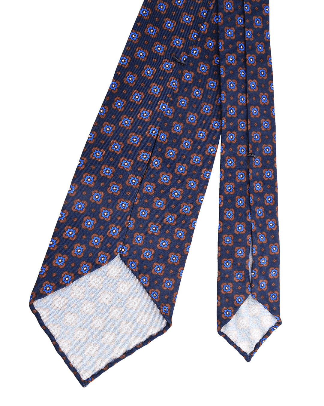Brown And Blue Flowers On Navy Tie