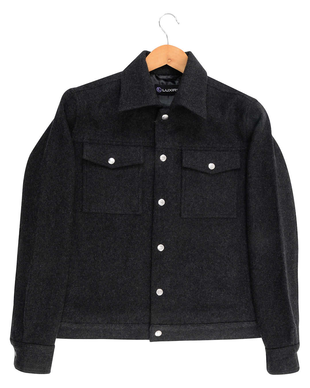 Luxire Recycled Wool Charcoal Grey Shirt Jacket