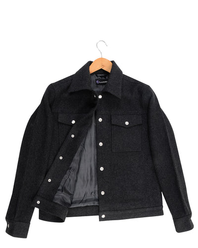 Veste-chemise en laine gris anthracite Luxire 