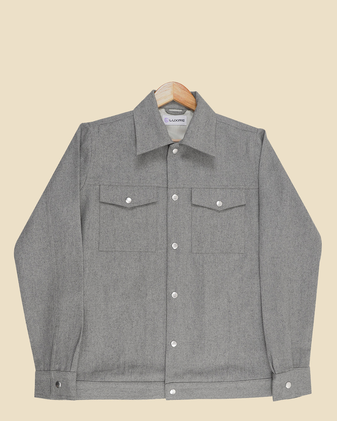 Luxire Recycled Wool Light Grey Shirt Jacket