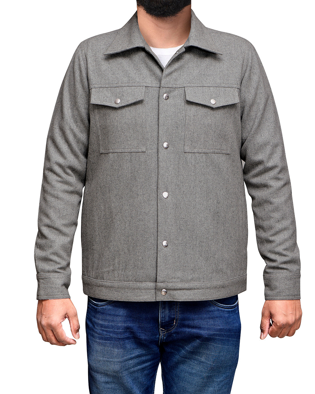 Luxire Recycled Wool Light Grey Shirt Jacket