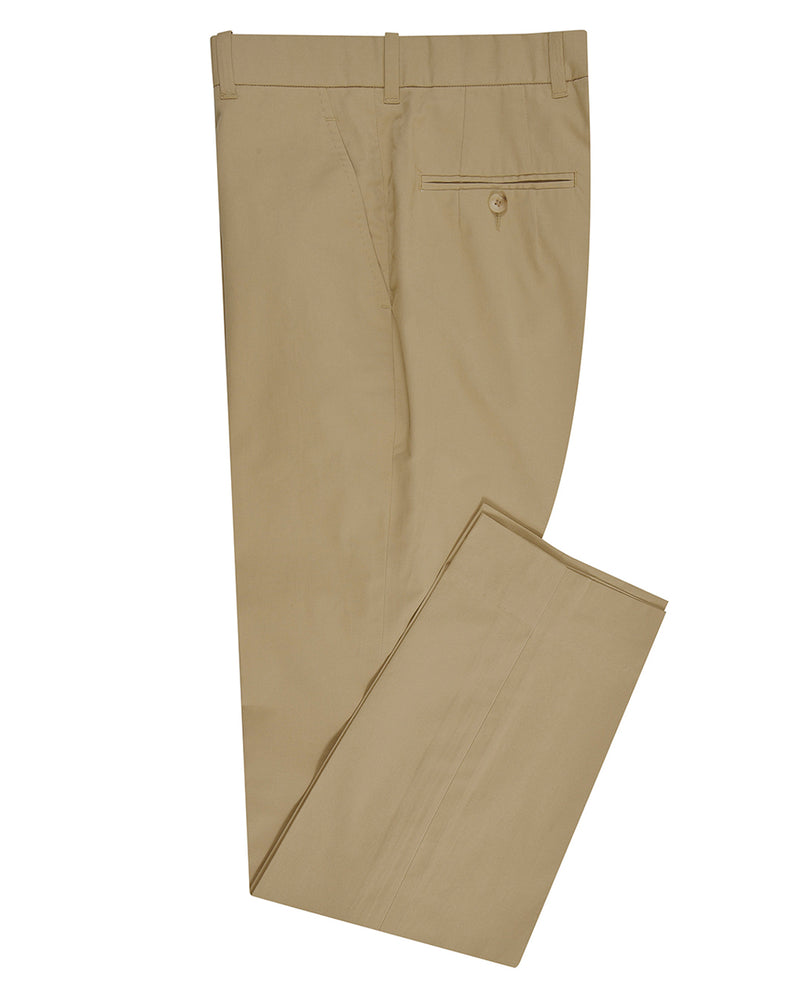Pantalon habillé en coton beige foncé uni