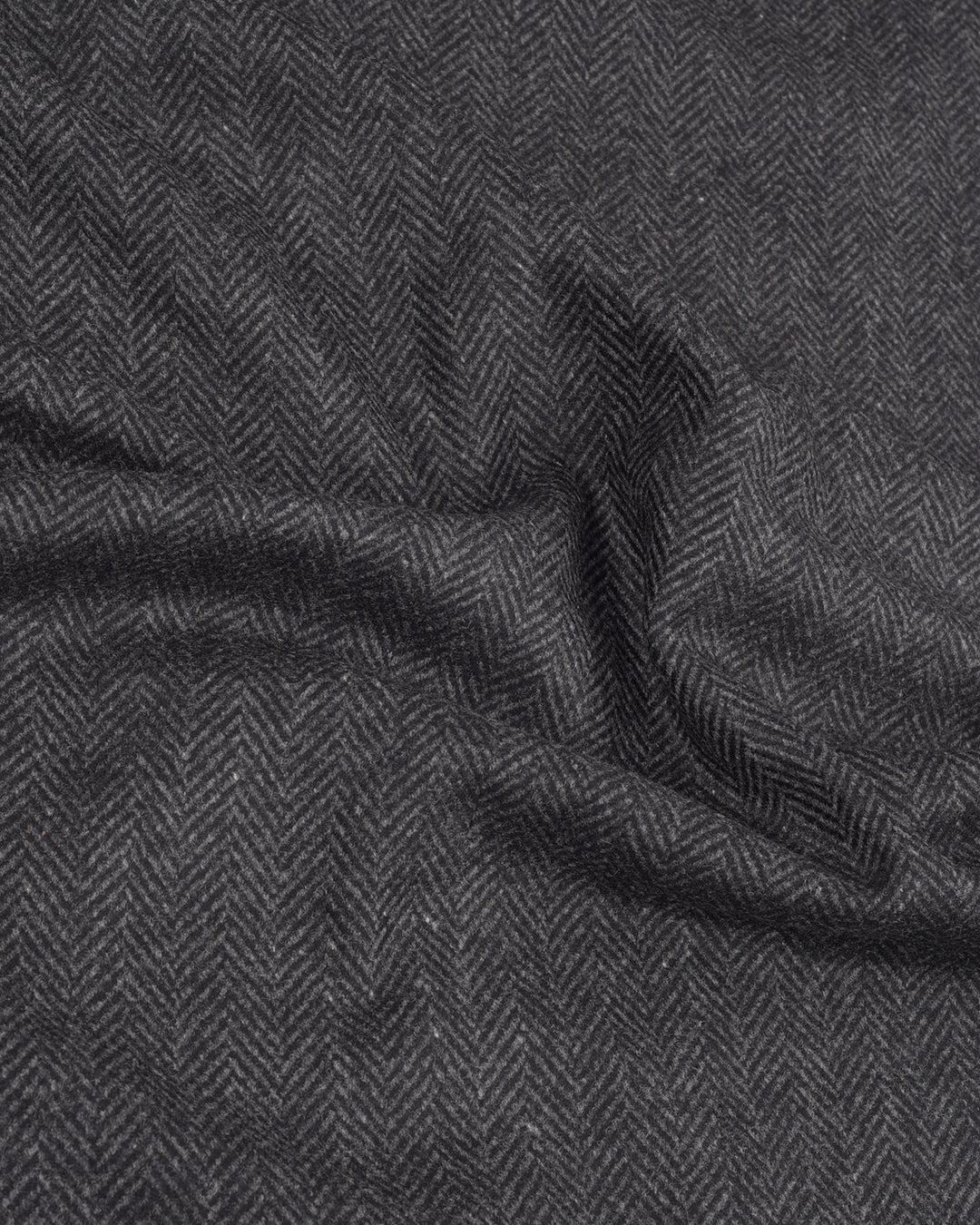 EThomas Wool Cashmere: Dark Grey Herringbone
