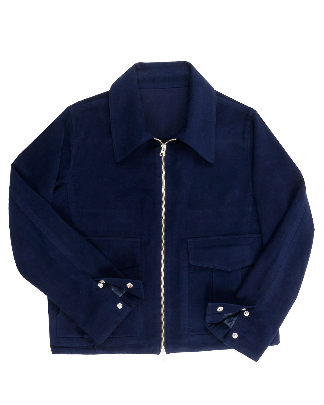 Zegna Dark Blue Cashco Moleskin Shirt Jacket