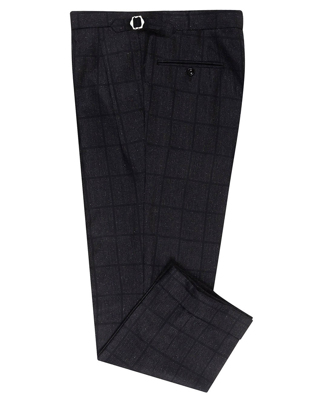 EThomas Wool Silk Cashmere: Black Windowpane