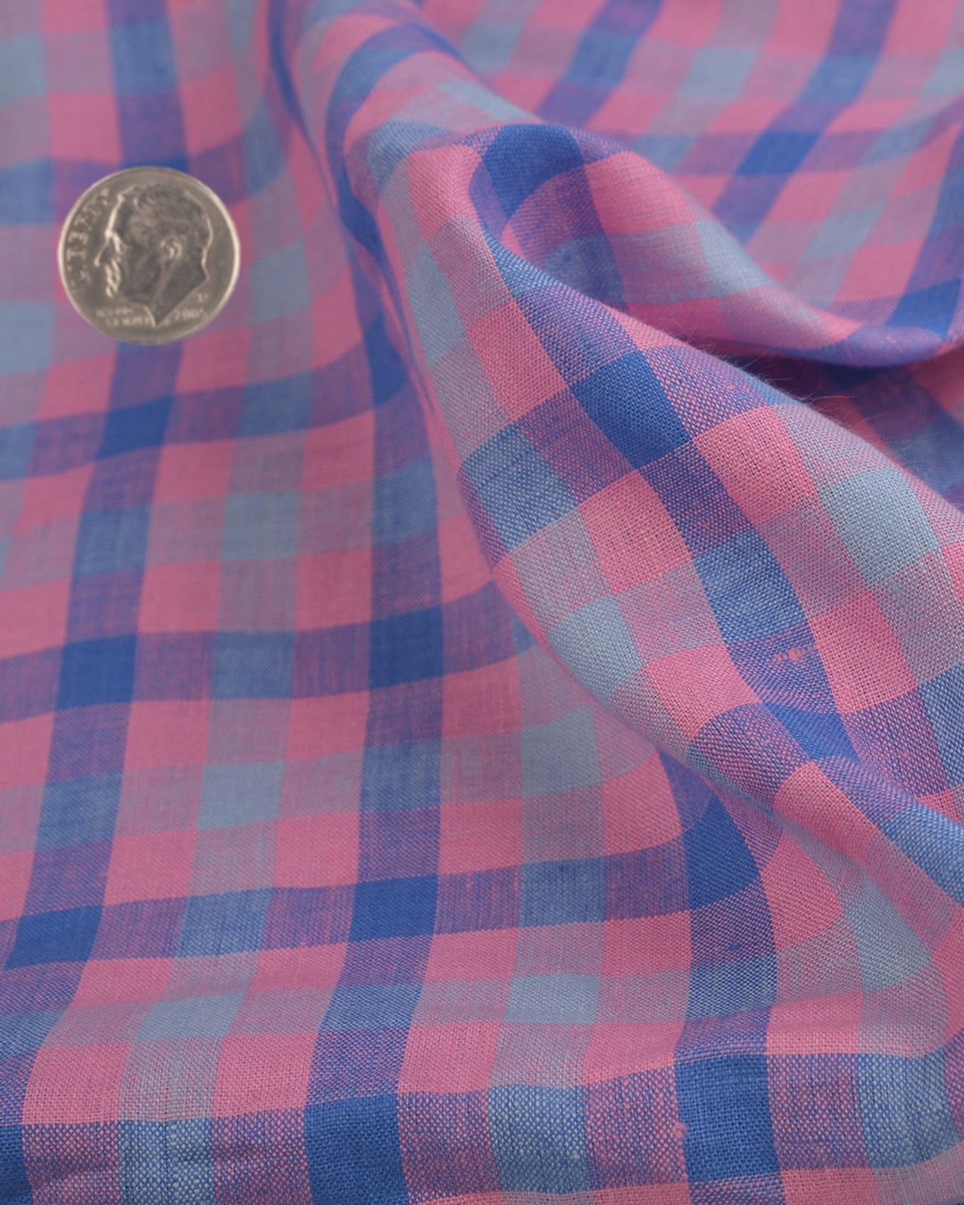 Linen: Pink Blue Gingham Checks