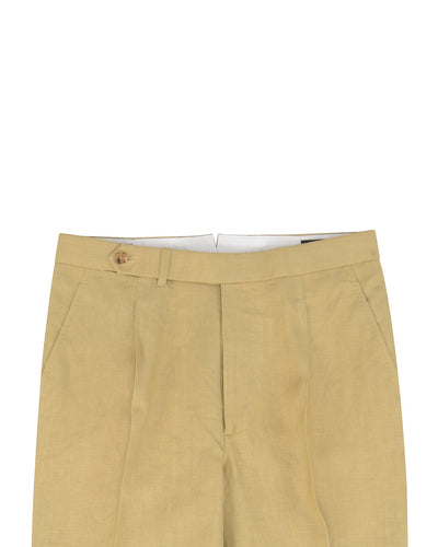 Pantalon habillé en lin jaune doré
