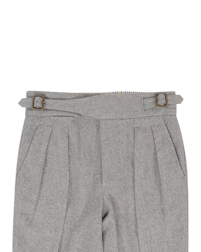 Pantalon Gurkha en flanelle de laine grise