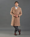 Manteau en flanelle fauve Drago 5 % cachemire, 95 % laine