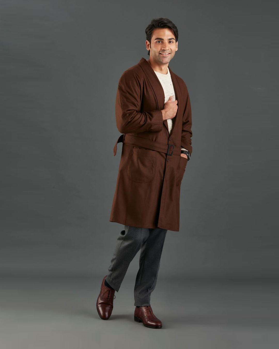 VBC Coffee Brown Flannel Over Coat