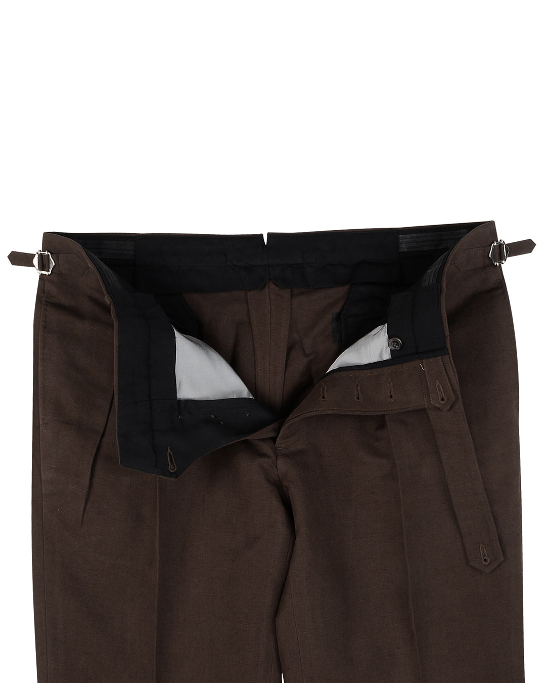 Linen:Brown Plain Pants