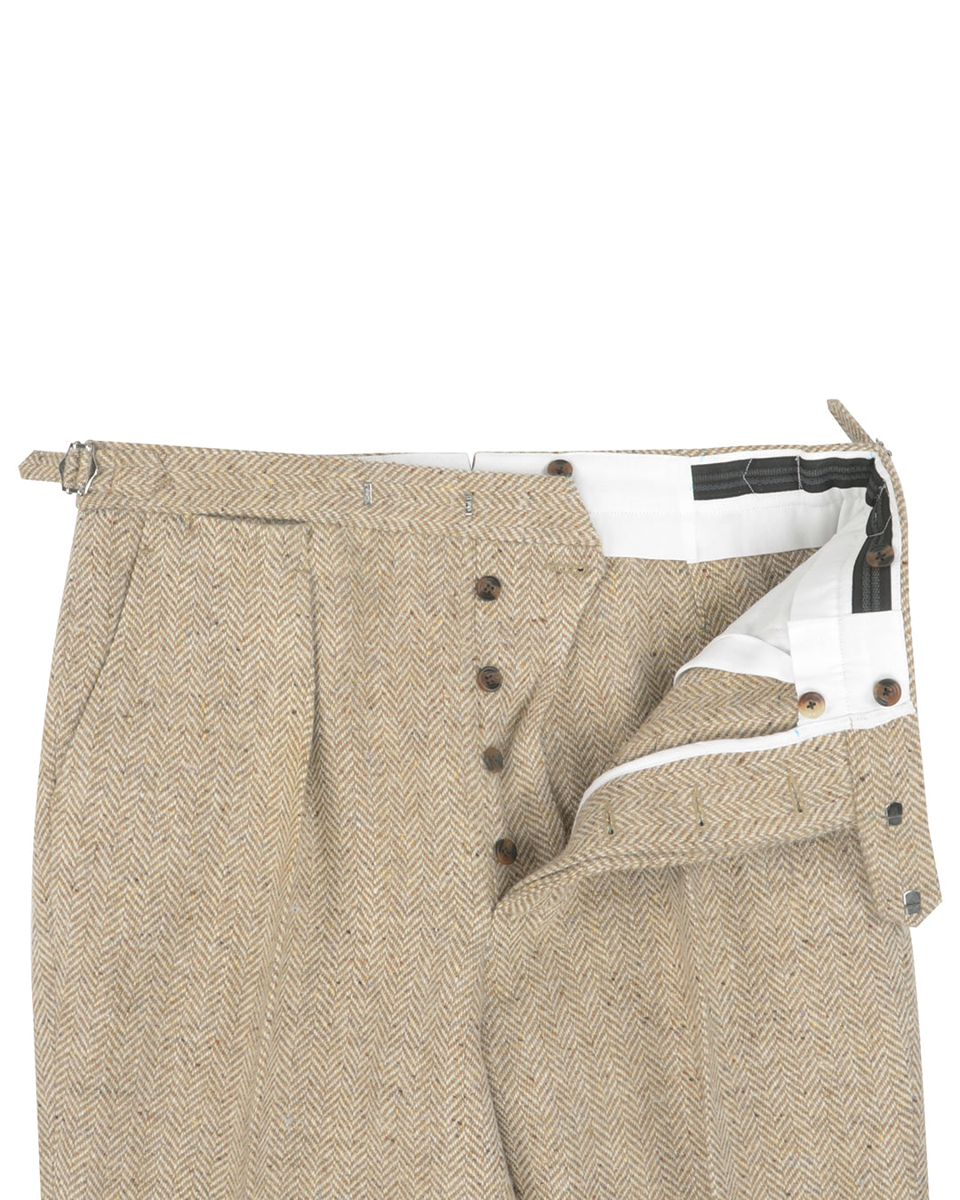 Molloy Herringbone Donegal Tweed Pants - Light Tan
