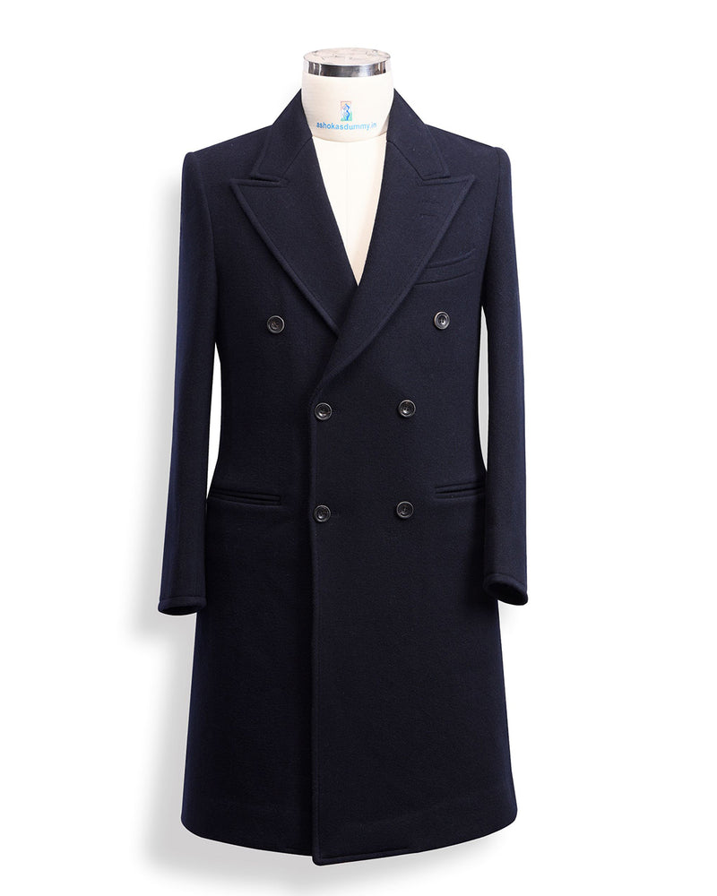 Manteau bleu marine en laine Luxire