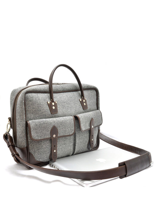 Luxire Portfolio Office Bag in Leather and Wool