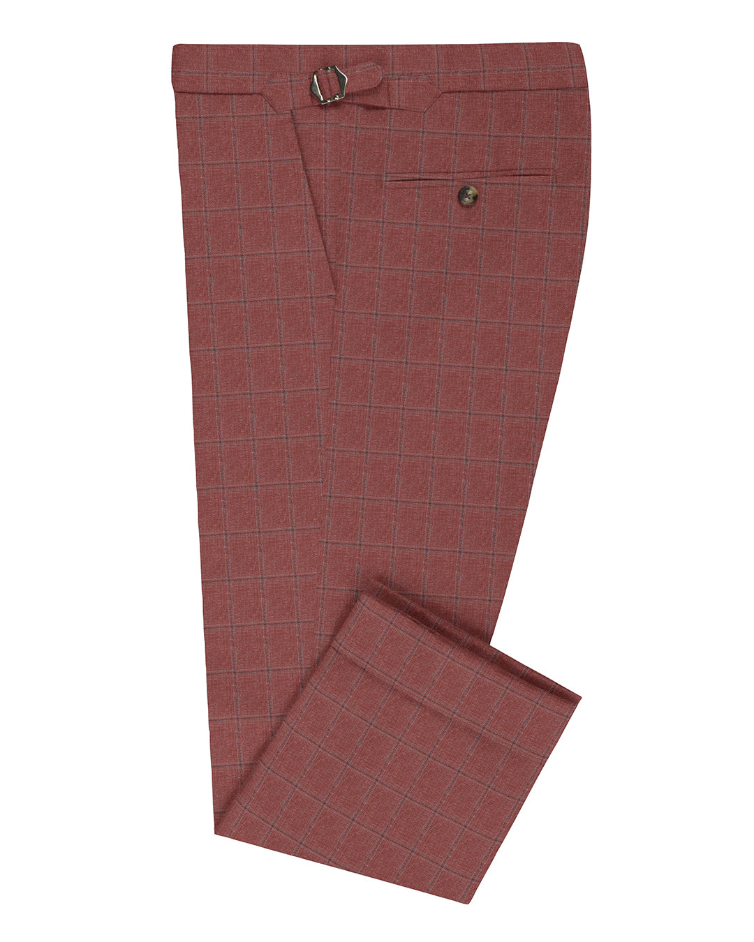 EThomas Dark Salmon Pink Windowpane Checks