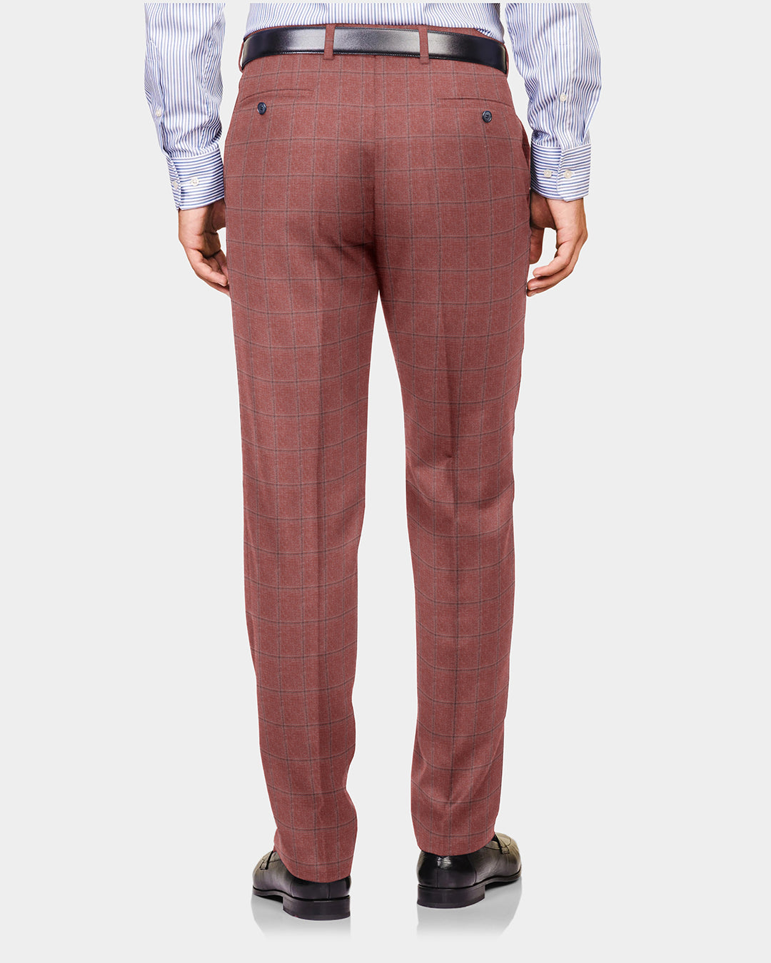 EThomas Dark Salmon Pink Windowpane Checks