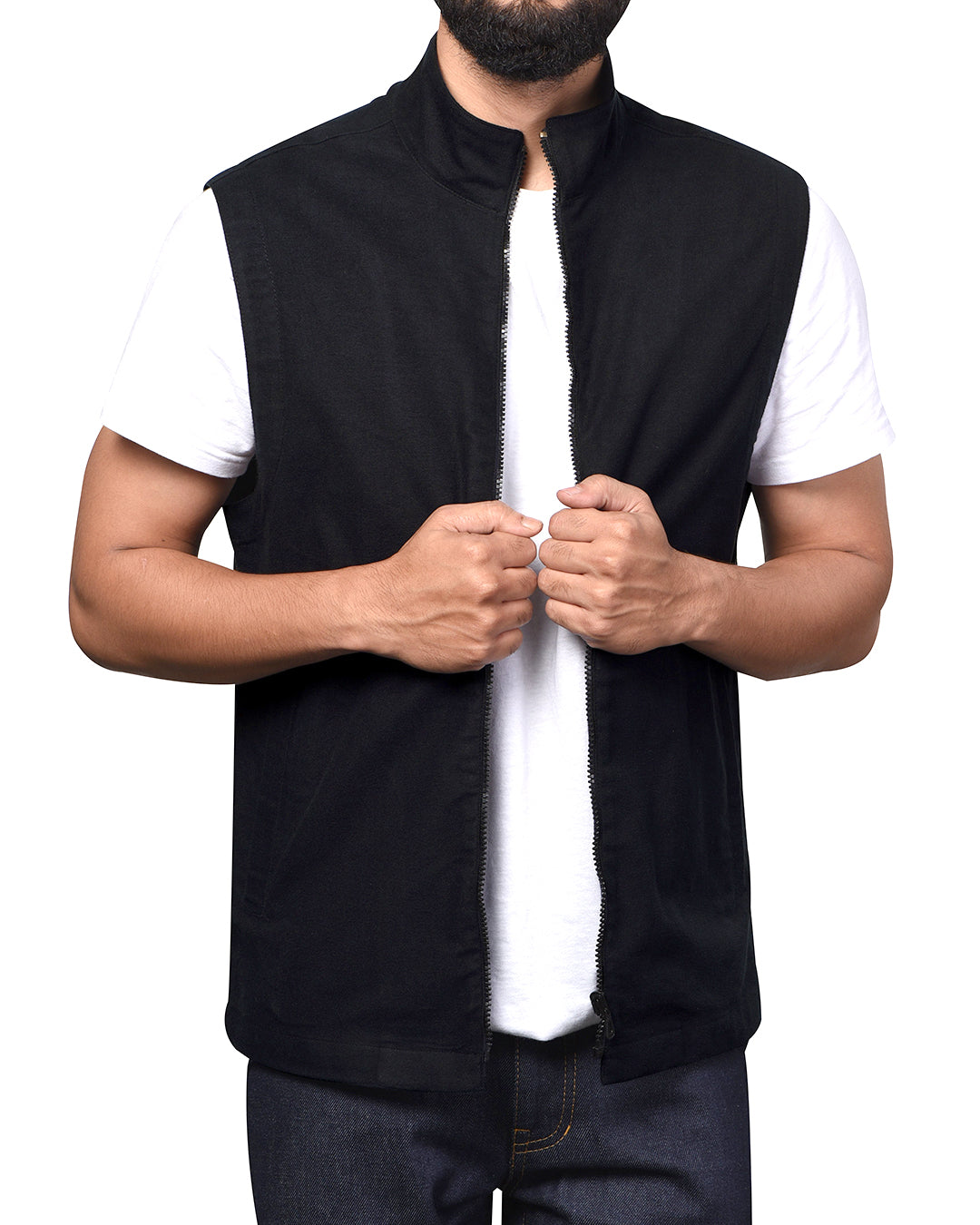 Vest in Performance Chino Black