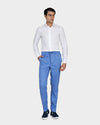 Pantalon à cordon de serrage en sergé bleu cobalt clair