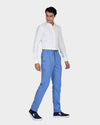 Pantalon à cordon de serrage en sergé bleu cobalt clair
