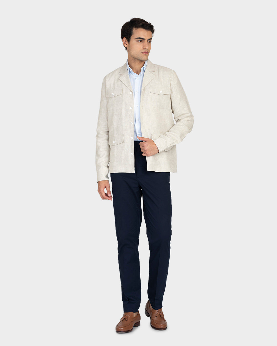 100% Linen Suiting Muslin Shirt Jacket