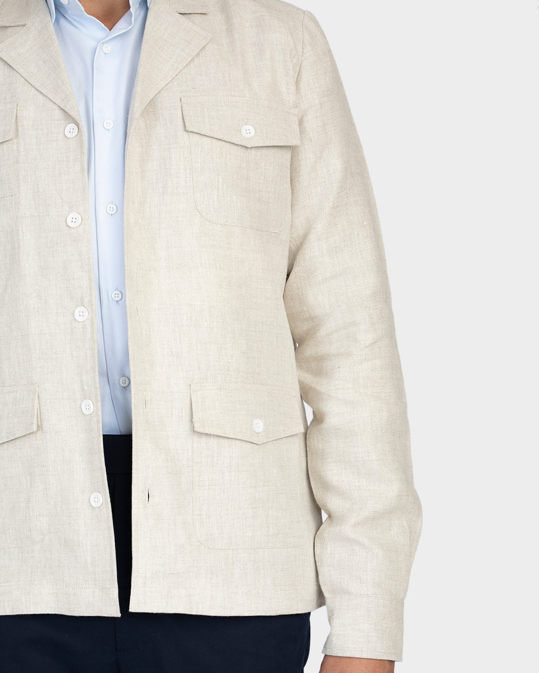 100% Linen Suiting Muslin Shirt Jacket