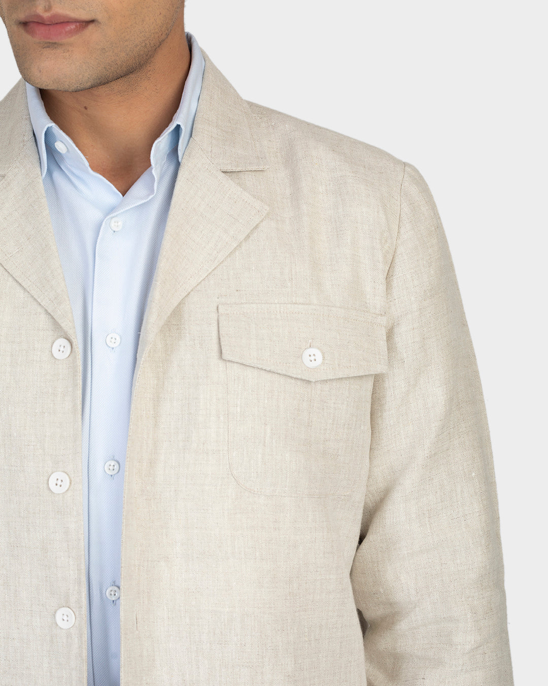 100% Linen Suiting Muslin Shirt Jacket