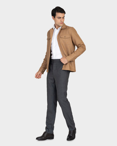 Veste chemise en lin brun doré