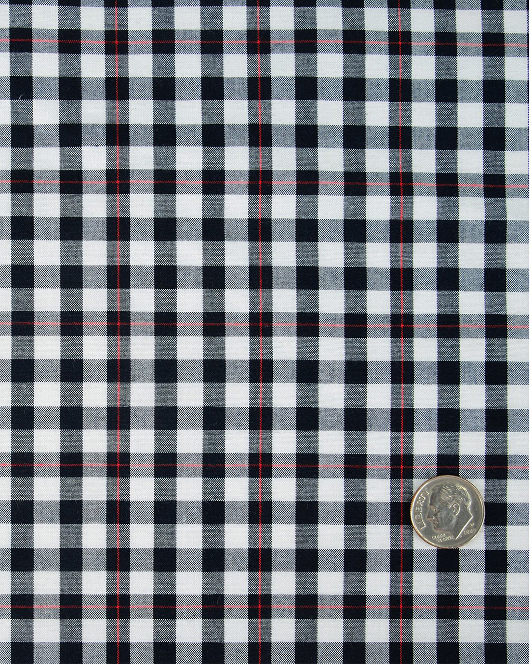 Red Pinstripes On Black Gingham Shirt