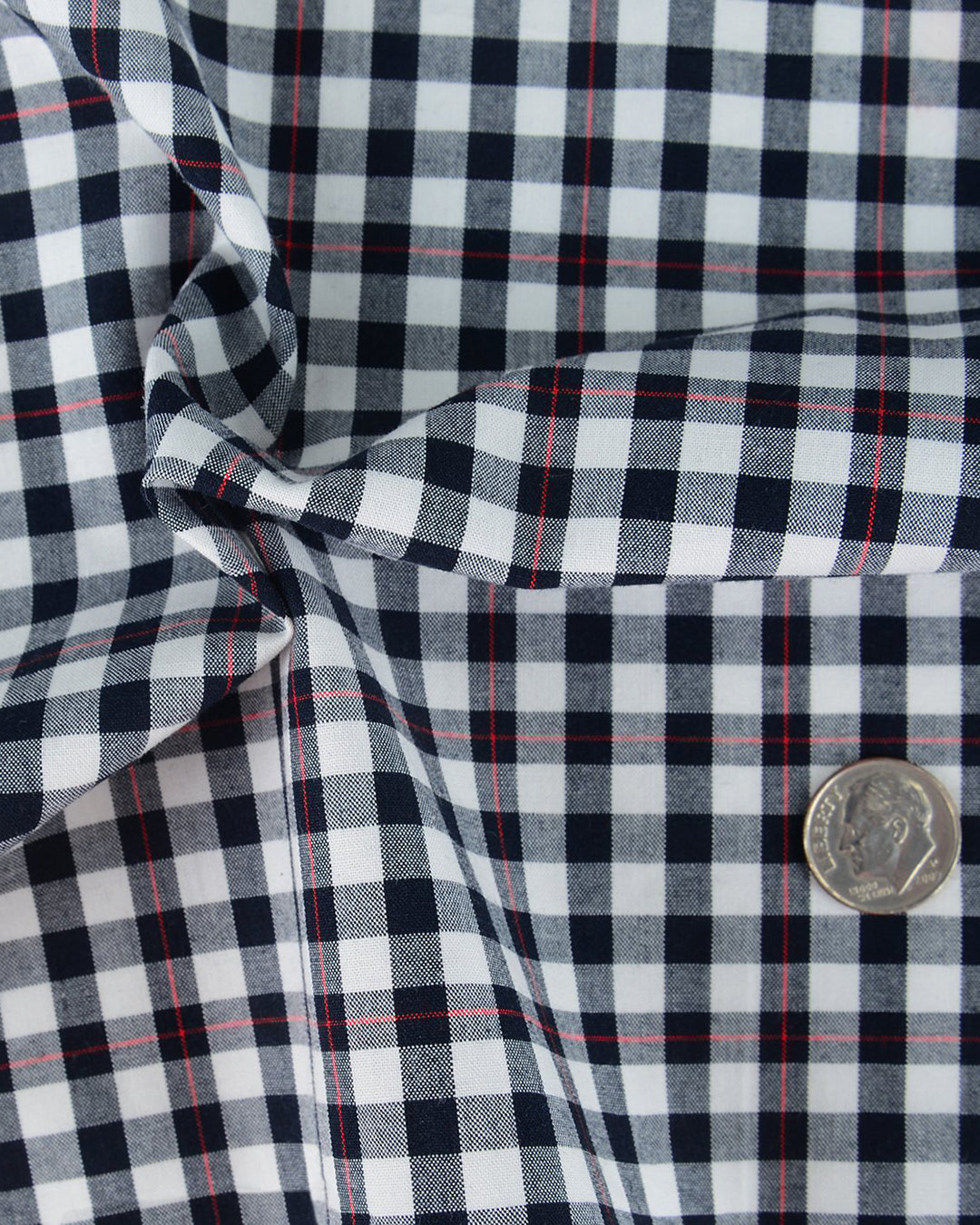 Red Pinstripes On Black Gingham Shirt