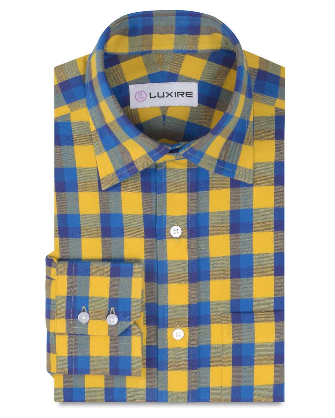 Yellow Blue Twill Checks Shirt