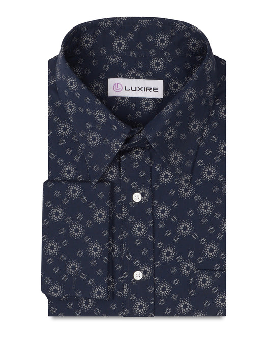 Abstract Florals On Navy Shirt