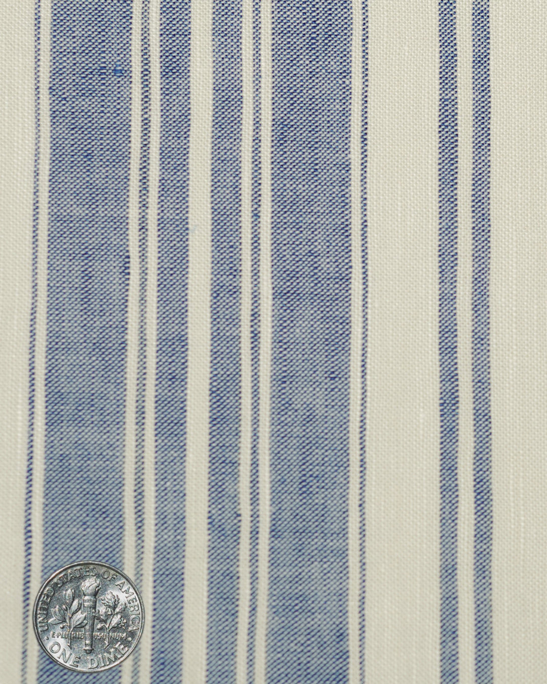 Linen Cotton: Oxford Ecru Indigo Stripes