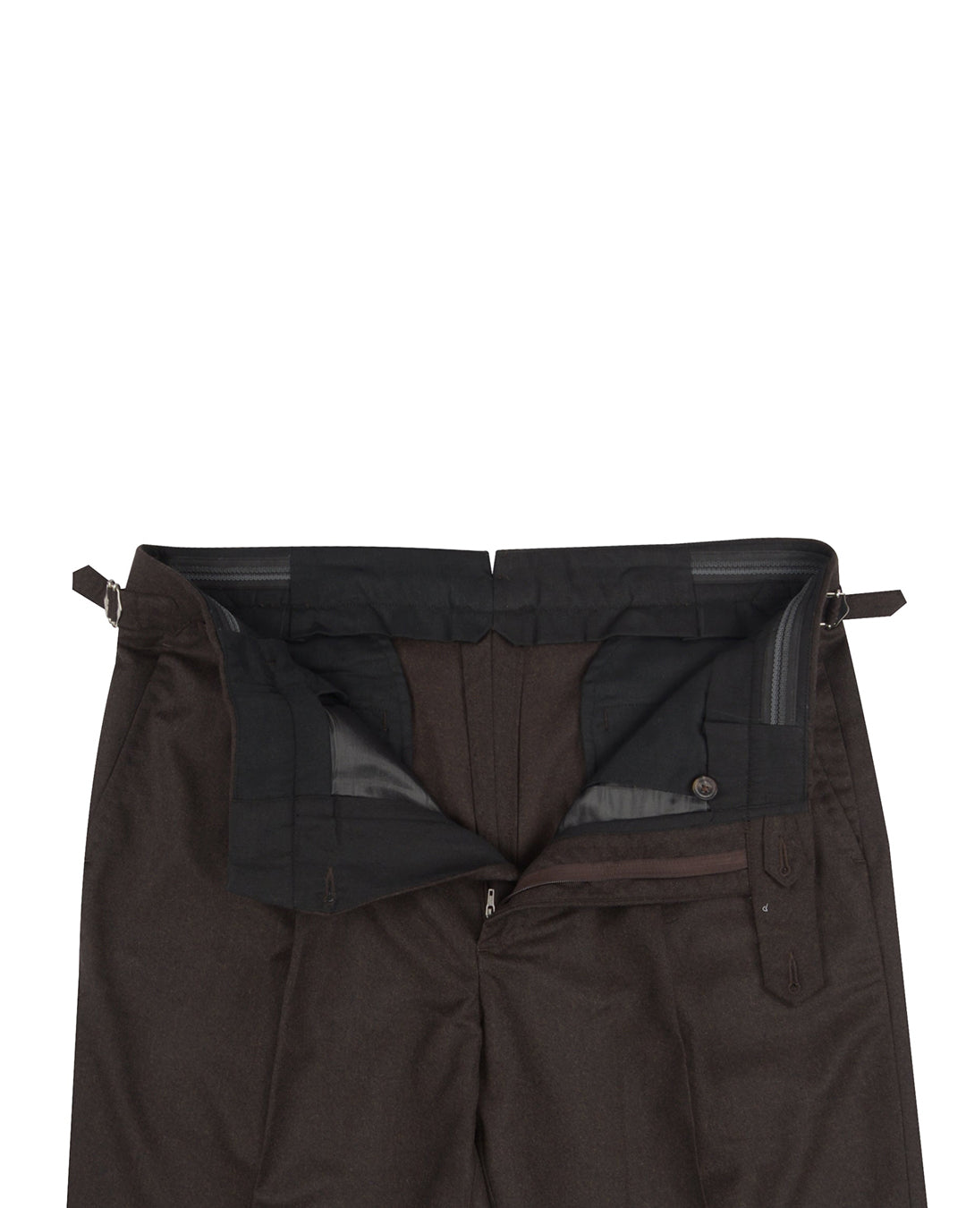 VBC 100% Wool: Dark Chocolate Brown Flannel Dress Pant