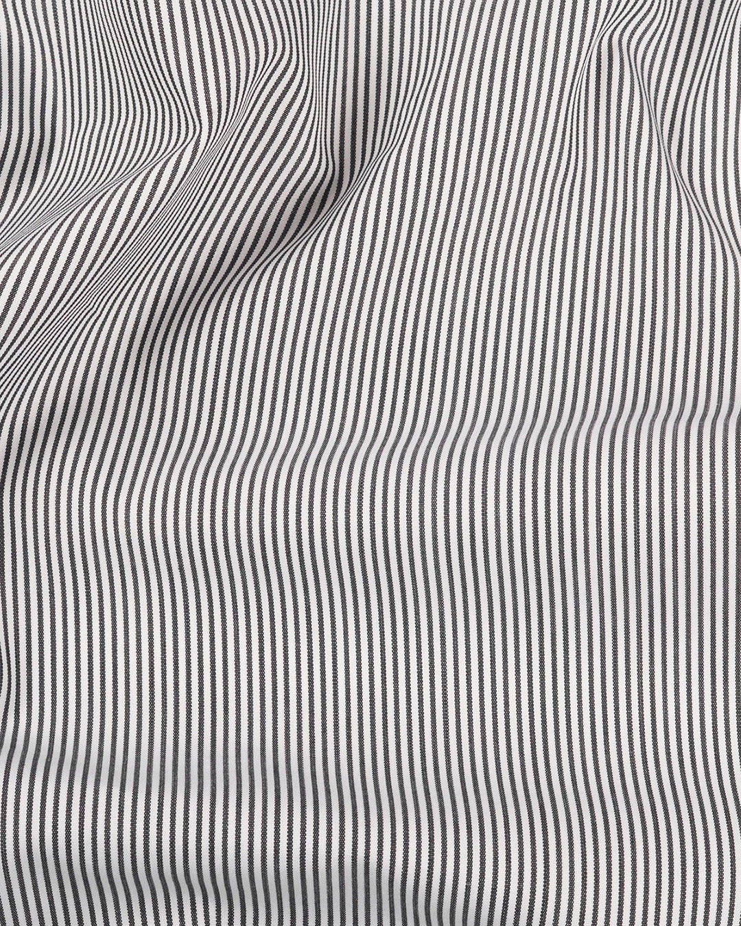 Brembana White Black Hairline Stripes Shirt