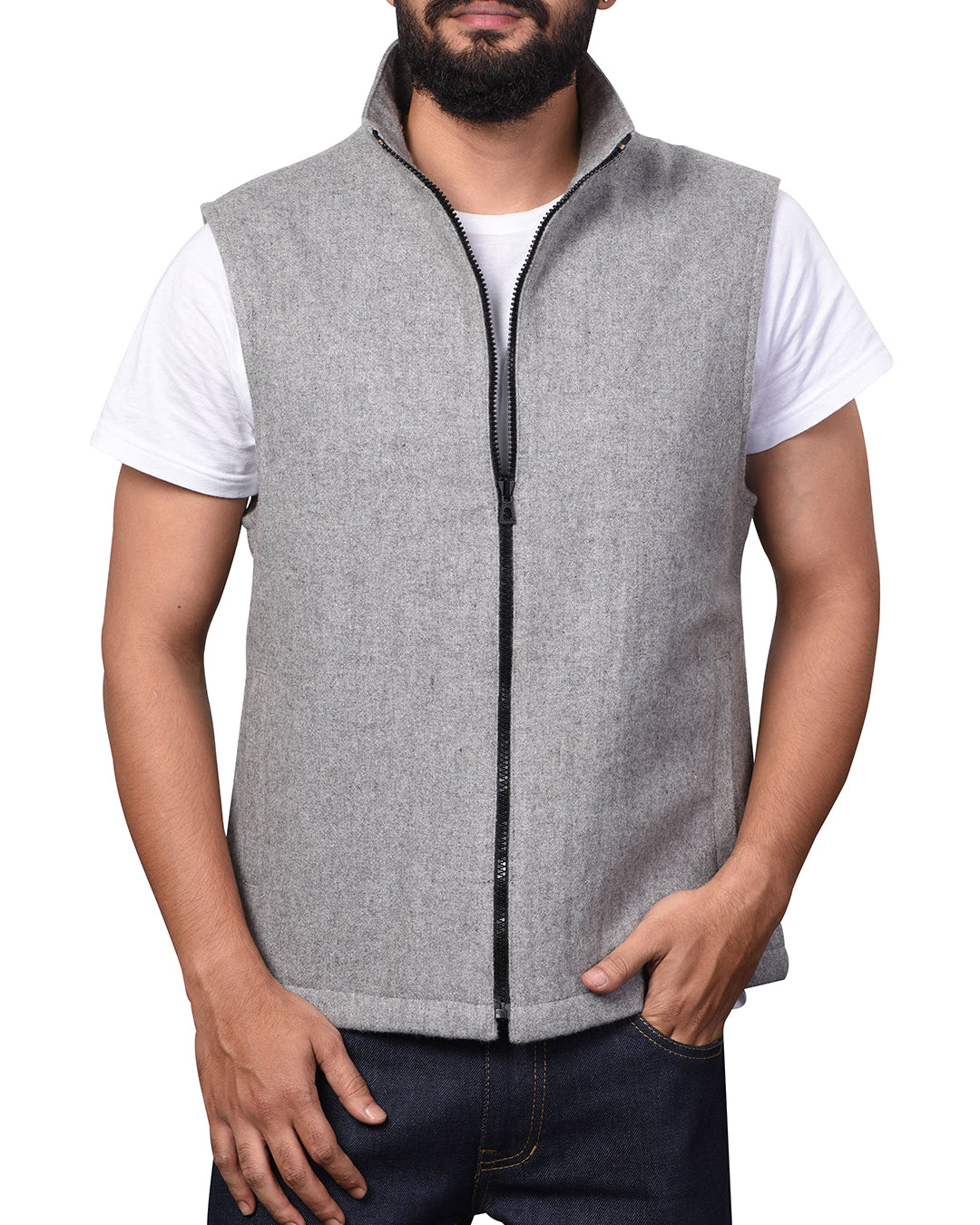 Vest in Grey Wool Flannel