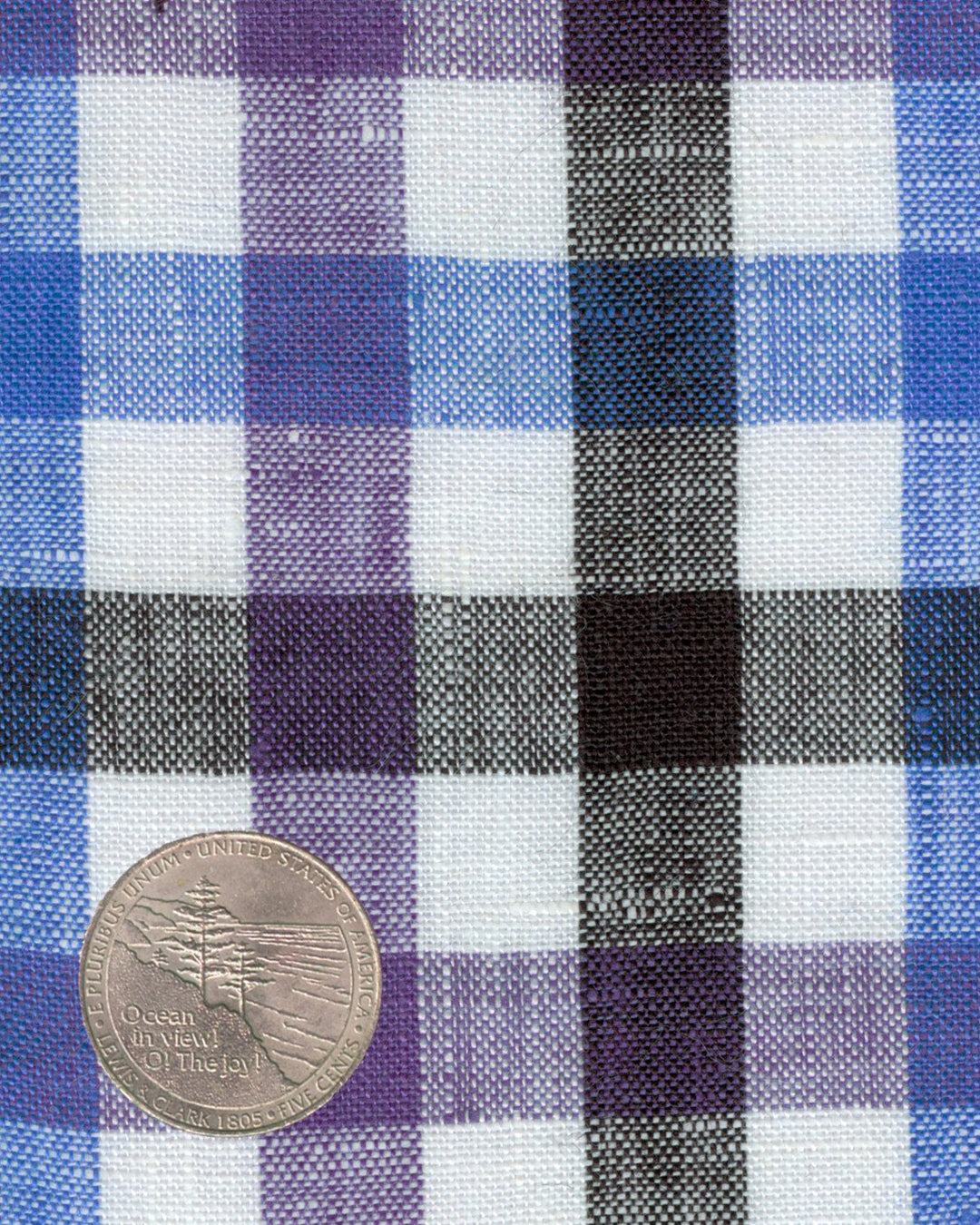 Purple Blue Black Gingham Linen