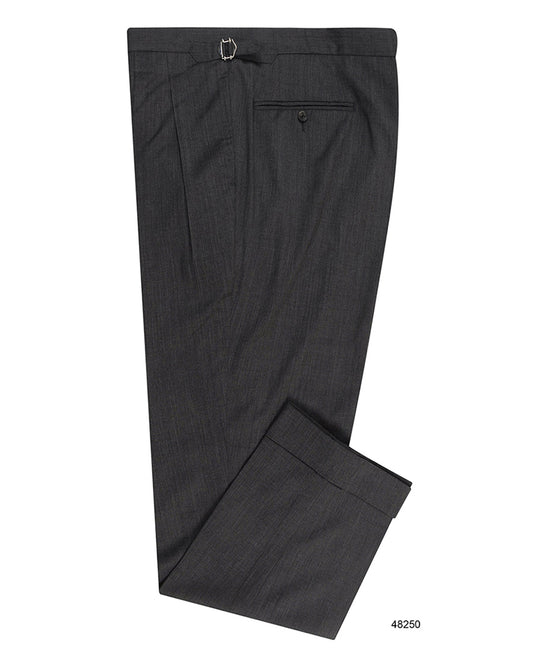 Washable Wool Pants: Plain Charcoal Grey High Waisted Pant