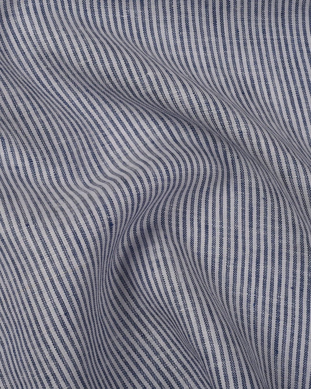 Pullover Shirt Blue White Stripes  Linen